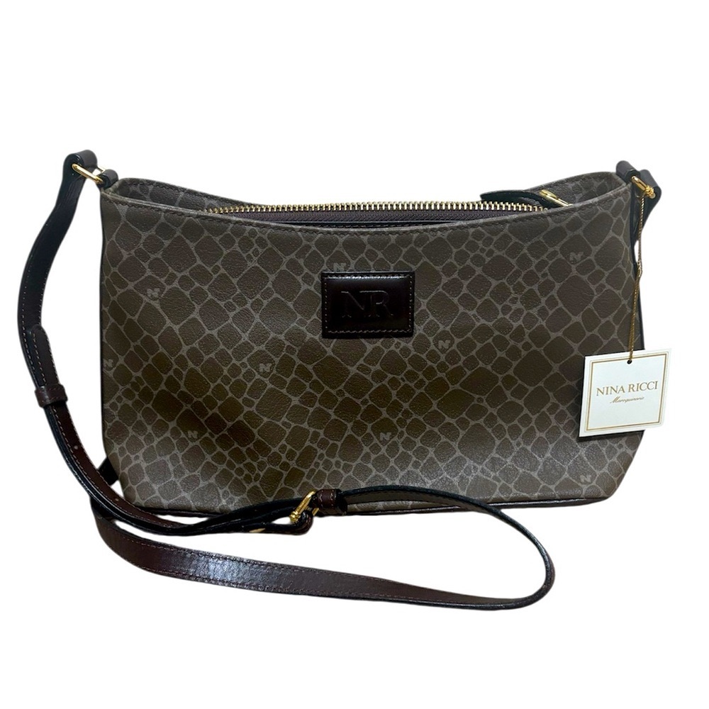 Nina Ricci crossbody bag purse brown grey black interior clean authentic NEW NWT